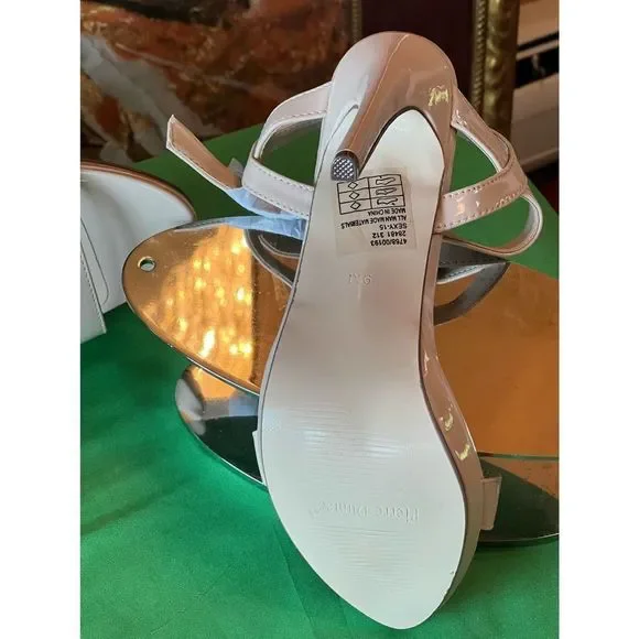 Pierre Dumas,Women Sexy Nude Patent leather stiletto heel Sandal sz 9 - Picture 2 of 8